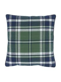 Karierte Wendekissenhülle Stirling mit Keder, 100 % Baumwolle, Grüntöne, Blautöne, B 45 x L 45 cm
