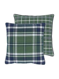 Karierte Wendekissenhülle Stirling mit Keder, 100 % Baumwolle, Grüntöne, Blautöne, B 45 x L 45 cm