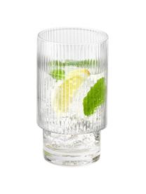 Handgefertigte Wassergläser Minna mit Rillenrelief, 4 Stück, Glas, mundgeblasen, Transparent, Ø 8 x H 14 cm
