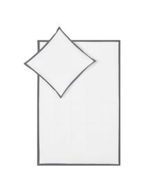 Pościel z perkalu z lamówką Joanna, Biały, szary, 200 x 200 cm + 2 poduszki 80 x 80 cm