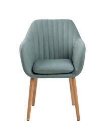 Silla con reposabrazos Emilia, Tapizado: terciopelo de poliéster A, Patas: madera de roble aceitado, Tejido turquesa, madera de roble, An 57 x F 59 cm