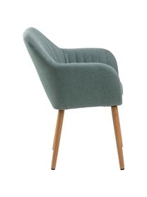 Silla con reposabrazos Emilia, Tapizado: terciopelo de poliéster A, Patas: madera de roble aceitado, Tejido turquesa, madera de roble, An 57 x F 59 cm