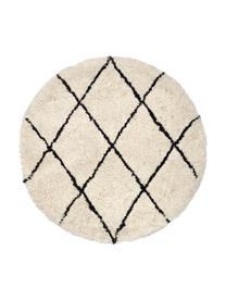 Okrągły ręcznie tuftowany dywan z długim włosiem Naima, Beżowy, czarny, Ø 120 cm (Rozmiar S)