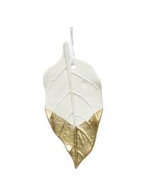 Baum-Anhänger Leaves H 13 cm, 3 Stück, Weiß, Goldfarben, B 4 x H 13 cm