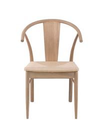 Silla de madera con asiento de mimbre Janik, Estructura: madera de roble, pigmenta, Asiento: mimbre de junco, Beige, An 54 x F 54 cm