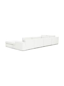 Canapé d'angle modulable Russell, Tissu blanc crème, larg. 412 x haut. 77 cm