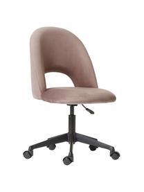 Krzesło biurowe z aksamitu Rachel, obrotowe, Tapicerka: aksamit (wysokiej jakości, Nogi: metal malowany proszkowo, Bladoróżowy aksamit, S 65 x G 66 cm