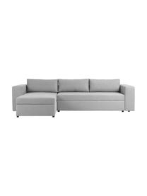 Grote slaapbank Noah met opbergruimte, Bekleding: polyester, Frame: grenenhout, Frame: massief beukenhout, FSC-g, Poten: kunststof, Geweven stof lichtgrijs, B 343 x D 180 cm, hoekdeel links