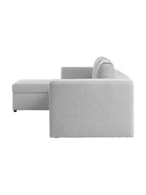 Grote slaapbank Noah met opbergruimte, Bekleding: polyester, Frame: grenenhout, Frame: massief beukenhout, FSC-g, Poten: kunststof, Geweven stof lichtgrijs, B 343 x D 180 cm, hoekdeel links