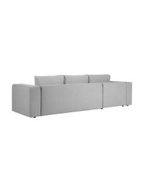 Grote slaapbank Noah met opbergruimte, Bekleding: polyester, Frame: grenenhout, Frame: massief beukenhout, FSC-g, Poten: kunststof, Geweven stof lichtgrijs, B 343 x D 180 cm, hoekdeel links