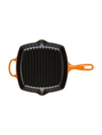 Čtvercová grilovací pánev s rýhovanou strukturou z litiny Signature Collection, Smaltovaný kov, Oranžová, červená, Š 44 cm, V 5 cm