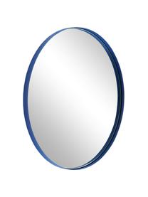 Ronde wandspiegel Ivy met blauwe metalen lijst, Lijst: gepoedercoat metaal, Blauw, Ø 55 x D 3 cm