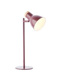 Lampa biurkowa z drewnianym dekorem Venea, Ciemny różowy, brązowy, Ø 15  x W 47 cm