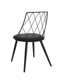 Kunstleren stoelen Addie, 2 stuks, Frame: gecoat metaal, Kunstleer zwart, B 49 cm x D 49 cm