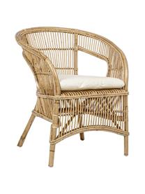 Silla de ratán Consuelo, con cojín, Tejido beige, marrón claro, An 68 x Al 82 cm