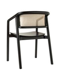 Armstoel Gali met Weens vlechtwerk, Frame: massief essenhout, FSC-ge, Zitvlak: eucalyptus-multiplex, FSC, Zwart, beige, B 56 x D 55 cm