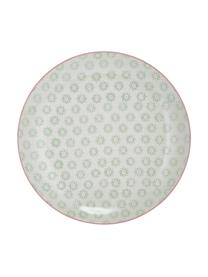 Assiette plate peinte à la main Patrizia, 3 élém., Grès cérame, Blanc, vert, rouge, bleu, Ø 25 cm
