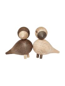 Set di 2 oggetti decorativi di design Lovebirds, Legno di quercia verniciato, Marrone chiaro, marrone scuro, Larg. 9 x Alt. 9 cm