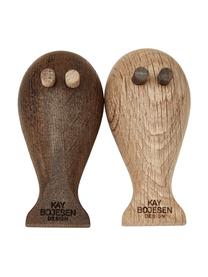 Figuras decorativas de diseño Lovebirds, 2 uds., Madera de roble barnizada, Bayo, marrón oscuro, An 9 x Al 9 cm