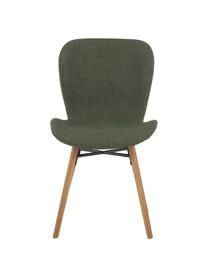 Gestoffeerde stoelen Batilda in groen, 2 stuks, Bekleding: polyester, Poten: gelakt en geolied massief, Geweven stof groen, B 47 x D 53 cm