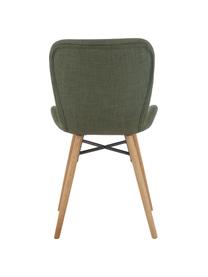 Chaise rembourrée scandinave vert Batilda, 2 pièces, Tissu vert, bois de chêne, larg. 47 x prof. 53 cm