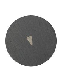 Untersetzer Heart aus Schieferstein, 2 Stück, Schieferstein, Dunkelgrau, Ø 10 cm