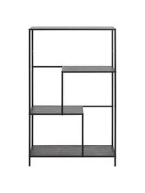 Libreria effetto marmo Infinity, Ripiani: pannello di fibra a media, Struttura: metallo verniciato a polv, Nero marmorizzato, Larg. 72 x Alt. 114 cm