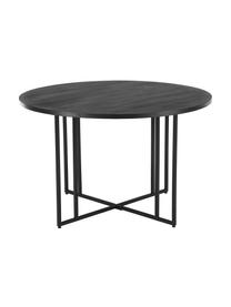 Mesa de comedor redonda de madera de mango Luca, tamaños diferentes, Tablero: madera de mango maciza ce, Estructura: metal con pintura en polv, Negro, Ø 120 x Al 75 cm