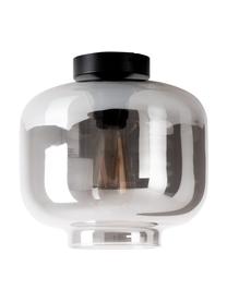 Kleine plafondlamp Vaso van gespiegeld glas, Lampenkap: glas, Baldakijn: gecoat metaal, Chroomkleurig, zwart, Ø 25 x H 21 cm