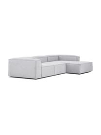 Divano angolare componibile Lennon, Rivestimento: 100% poliestere Con 115.0, Struttura: legno di pino massiccio, , Piedini: plastica, Tessuto grigio chiaro, Larg. 327 x Prof. 180 cm, chaise-longue a destra