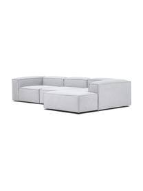 Divano angolare componibile Lennon, Rivestimento: 100% poliestere Con 115.0, Struttura: legno di pino massiccio, , Piedini: plastica, Tessuto grigio chiaro, Larg. 327 x Prof. 180 cm, chaise-longue a destra