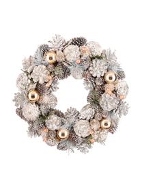 Weihnachtskranz Terry Ø 34 cm, Kiefernzapfen, Goldfarben, Weiß, Ø 34 x H 9 cm