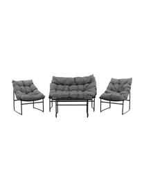 Set lounge para exterior Tina, 4 pzas., Tapizado: 100% poliéster, Estructura: aluminio con pintura en p, Tejido gris oscuro, negro, Set de diferentes tamaños