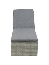 Lettino prendisole in polyrattan intrecciato con ruote London, Struttura: rete in polietilene, Sottostruttura: alluminio, Grigio, Lung. 197 x Larg. 60 cm