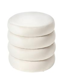 Puf de terciopelo Alto, Tapizado: terciopelo (100% poliéste, Estructura: madera de pino maciza, ma, Terciopelo blanco crema, Ø 42 x Al 47 cm