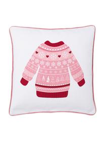 Funda de cojín doble cara invernal Sweater, Funda: 100% algodón, Blanco, rojo, rosa, An 45 x L 45 cm