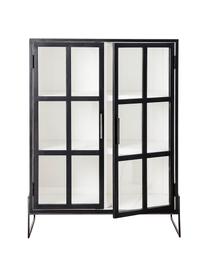 Vitriana de vidrio y madera de roble Opal, Cuerpo: madera de roble, Negro, An 90 x Al 120 cm