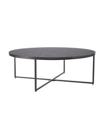 Runder XL-Couchtisch Antigua mit Glasplatte in Marmor-Optik, Tischplatte: Glas, matt bedruckt, Gestell: Stahl, pulverbeschichtet, Marmor-Optik Schwarz, Ø 100 cm