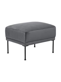 Poggiapiedi da divano in velluto con piedini in metallo Fluente, Rivestimento: velluto (copertura in pol, Struttura: legno di pino massiccio, , Piedini: metallo verniciato a polv, Velluto grigio scuro, Larg. 62 x Alt. 46 cm