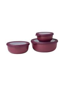 Set cuencos con tapadera Cirqula, 3 uds., Polipropileno (PP), Elastómeros Termoplásticos (TPE), sin BPA, Rojo vino, 350 ml / 750 ml / 1,25 L