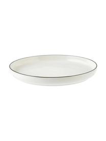 Sada porcelánového nádobí Facile, pro 6 osob (18 dílů), Vysoce kvalitní tvrdý porcelán (cca 50 % kaolinu, 25 % křemene a 25 % živce), Krémově bílá s černým okrajem, Pro 6 osob (18 dílů)