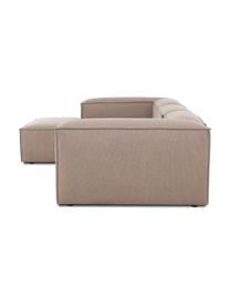 Modulaire hoekbank Lennon, Bekleding: 100% polyester De slijtva, Frame: massief grenenhout, FSC-g, Poten: kunststof, Geweven stof bruin, B 327 x D 180 cm, hoekdeel rechts
