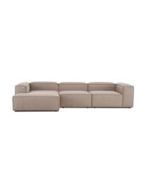 Modulaire hoekbank Lennon, Bekleding: 100% polyester De slijtva, Frame: massief grenenhout, FSC-g, Poten: kunststof, Geweven stof bruin, B 327 x D 180 cm, hoekdeel rechts