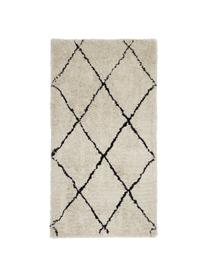 Nadýchaný ručně tkaný koberec s vysokým vlasem Naima, Béžová, černá, Š 300 cm, D 400 cm