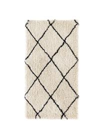 Alfombra artesanal de pelo largo Naima, Parte superior: 100% poliéster, Reverso: 100% algodón El material , Beige, negro, An 400 x L 500 cm