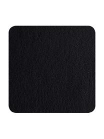 Hoekige kunstleer onderzetter Pik, 4 stuks, Kunstleer (PVC), Zwart, B 10 x L 10 cm