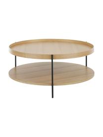 Tavolino rotondo da salotto in legno Renee, Ripiani: pannello di fibra a media, Struttura: metallo verniciato a polv, Legno di frassino, Ø 90 cm