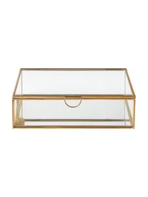 Aufbewahrungsbox Lirio aus Glas, Rahmen: Metall, beschichtet, Transparent, Messingfarben, B 20 x T 14 cm