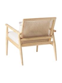 Sillón de madera de caucho maciza Manuell, Tapizado: 100% poliéster Alta resis, Estructura: madera de caucho maciza, Tejido Off White, madera de caucho, An 65 x Al 71 cm