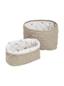 Set de cestas de algodón ecológico Fawn, 2 uds., Tapizado: 100% algodón ecológico co, Blanco, marrón, beige, Set de diferentes tamaños